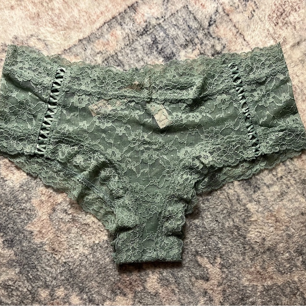 Victoria's Secret Seasalt Green Cheeky Lace Panties